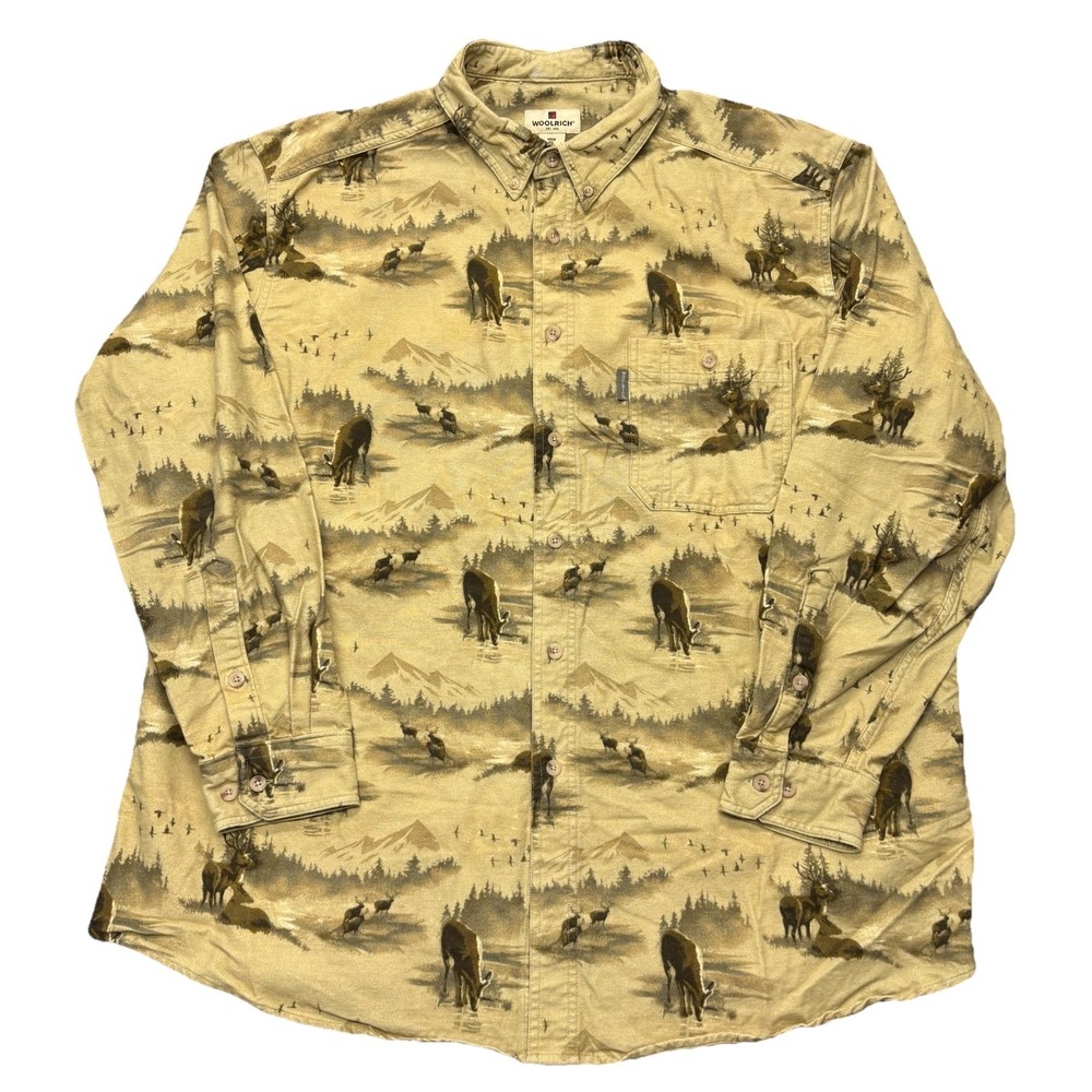 Woolrich‎ Mens Barley Scenic Long Sleeve Button Front Flannel Cotton Shirt 2XL